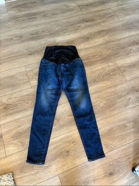 Isabel Maternity by Ingrid & Isabel Dark Blue Skinny Jeans with Black Panel